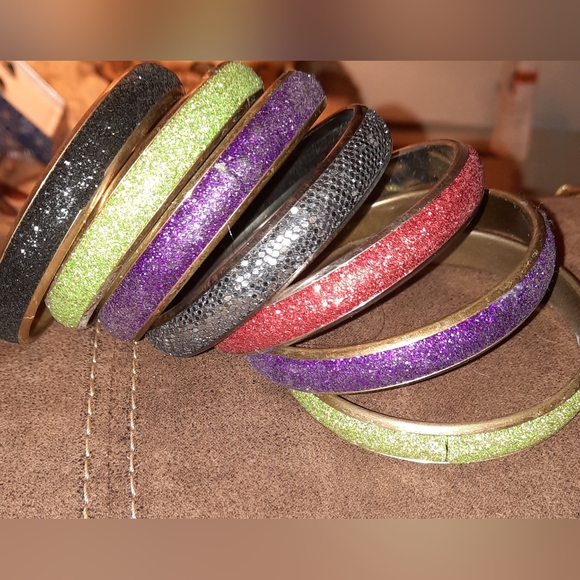 Bundle sequin crystalline bangle bracelets multicolored - Picture 10 of 10